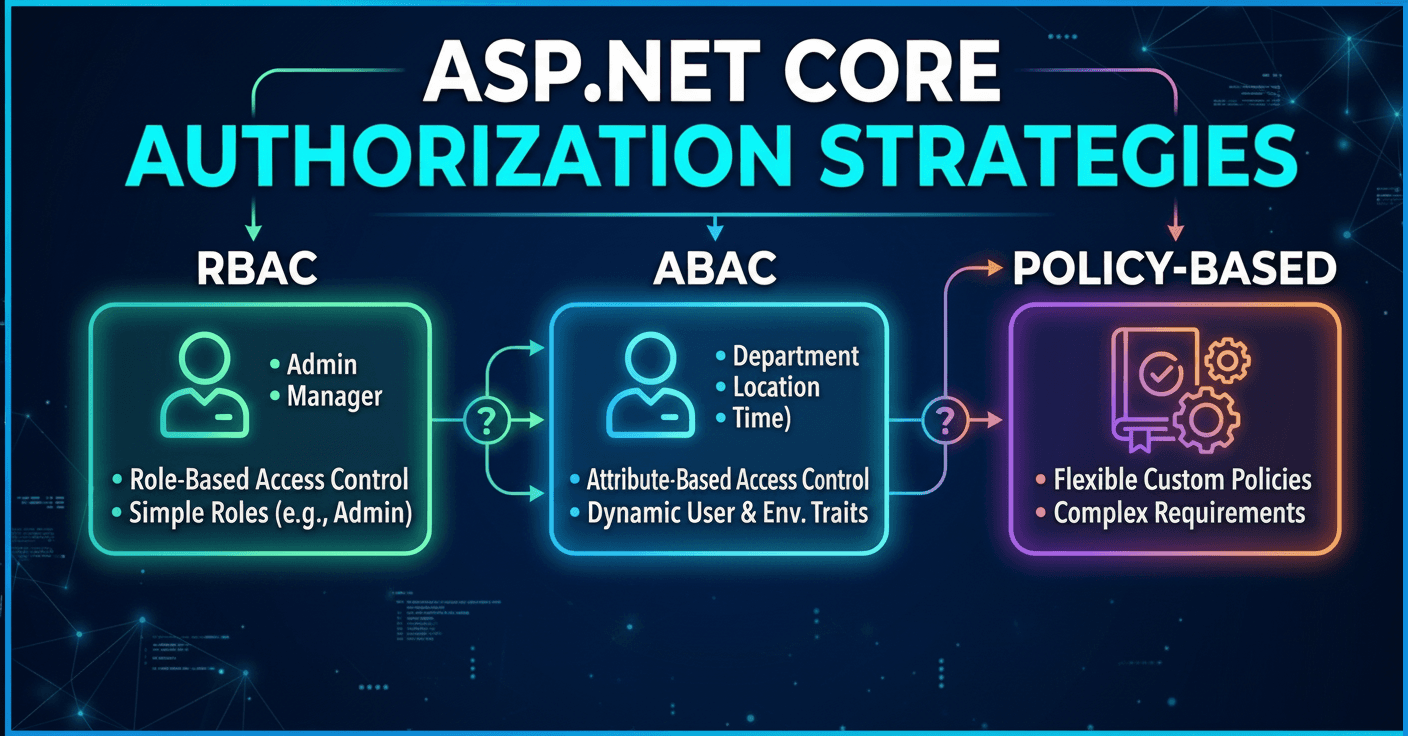 ASP.NET Core Authorization Strategies: RBAC vs. ABAC vs. Policy-Based β Enterprise Decision Guide