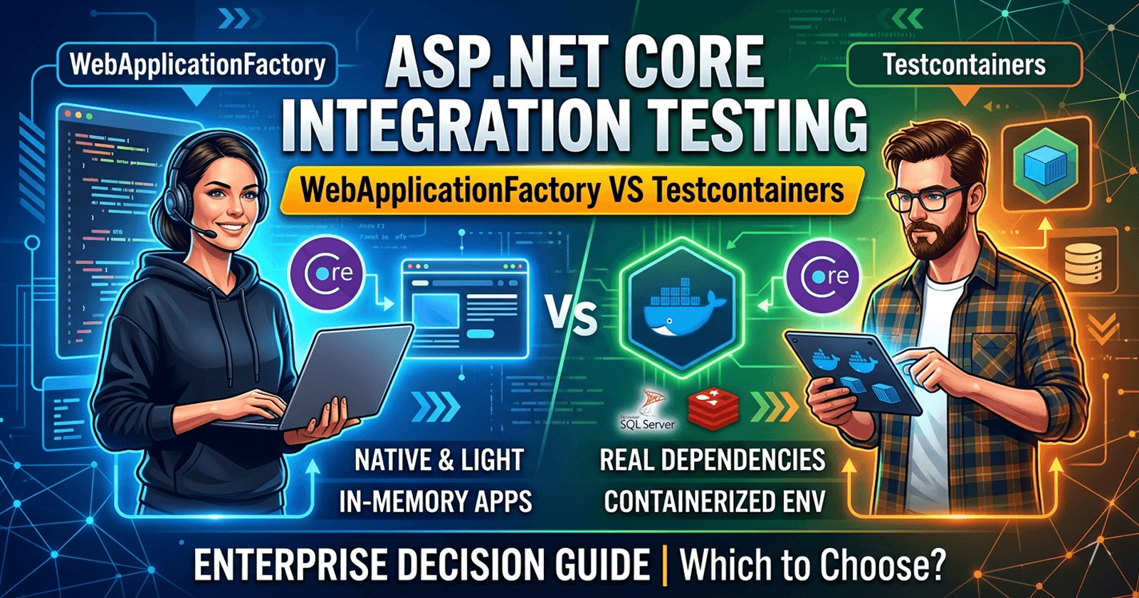 ASP.NET Core Integration Testing: WebApplicationFactory vs Testcontainers — Enterprise Decision Guide