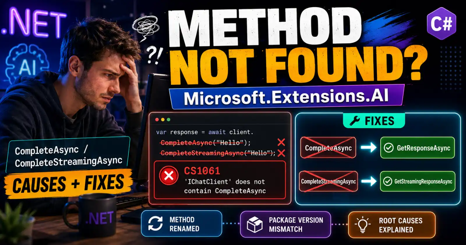 CompleteAsync and CompleteStreamingAsync Not Found in Microsoft.Extensions.AI: Causes and Fixes