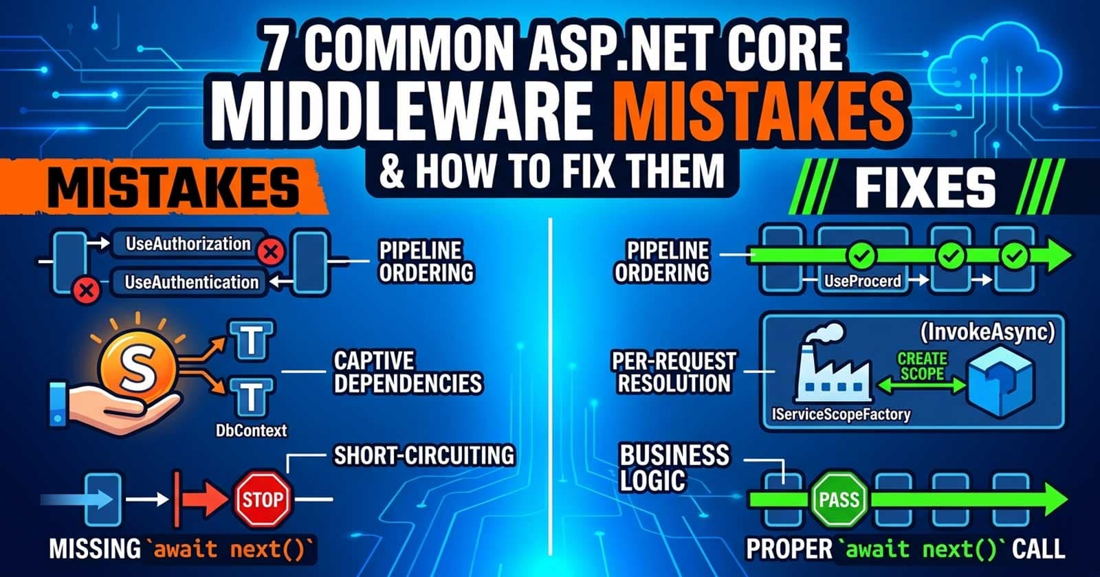7 Common ASP.NET Core Middleware Mistakes and How to Fix Them