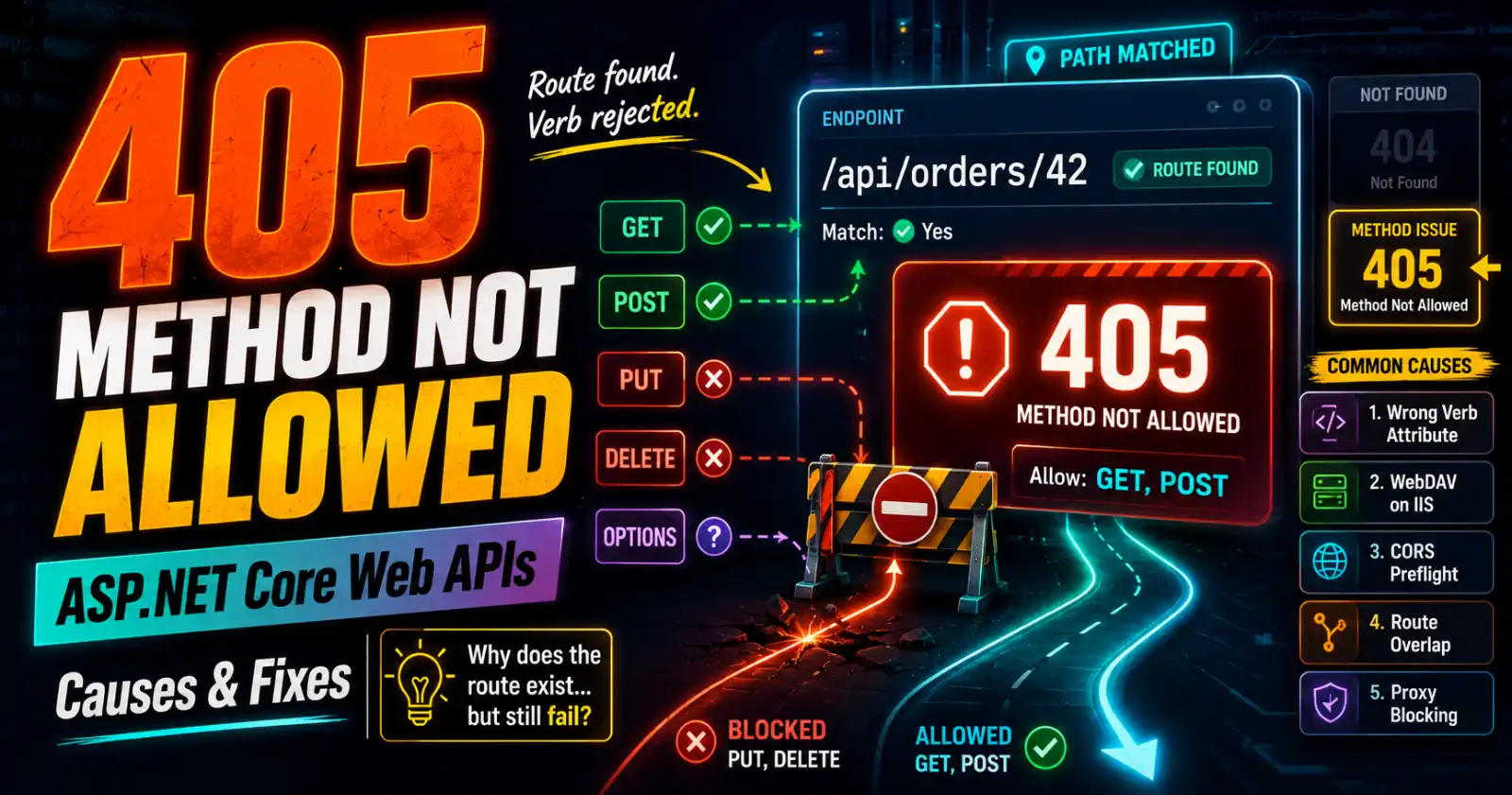 405 Method Not Allowed in ASP.NET Core Web APIs: Causes and Fixes