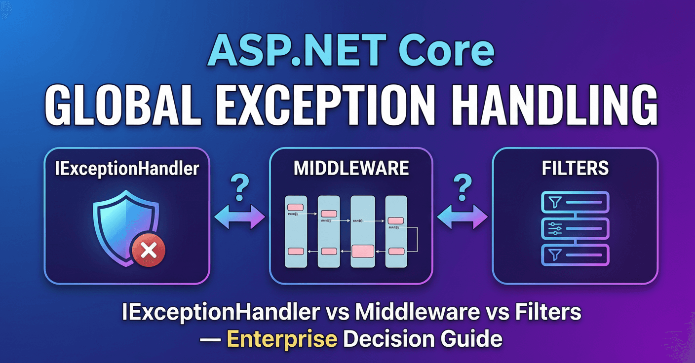 ASP.NET Core Global Exception Handling: IExceptionHandler vs Middleware vs Filters โ Enterprise Decision Guide
