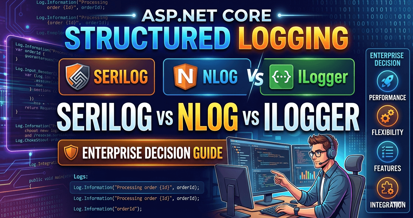ASP.NET Core Structured Logging: Serilog vs NLog vs ILogger — Enterprise Decision Guide