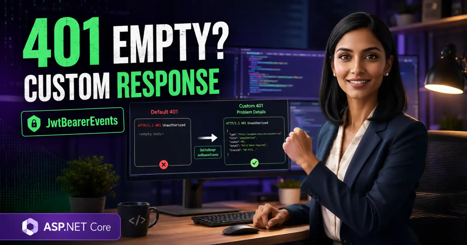 Customizing 401 Responses with JwtBearerEvents in ASP.NET Core