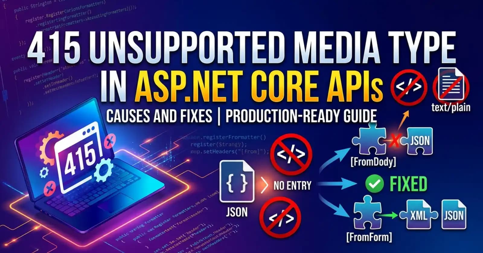 415 Unsupported Media Type in ASP.NET Core Web APIs: Causes and Fixes