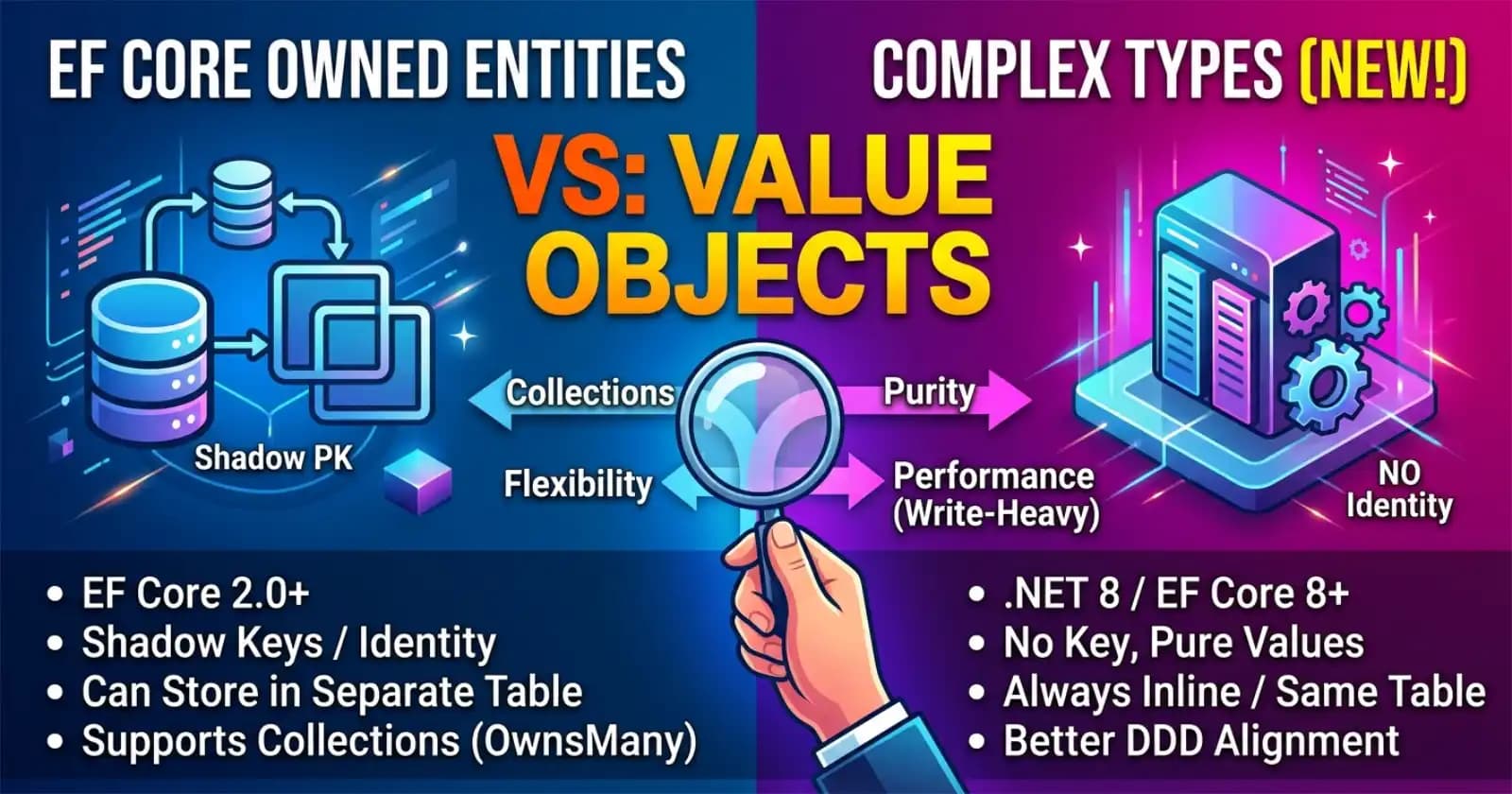 EF Core Owned Entities vs Complex Types for Value Objects