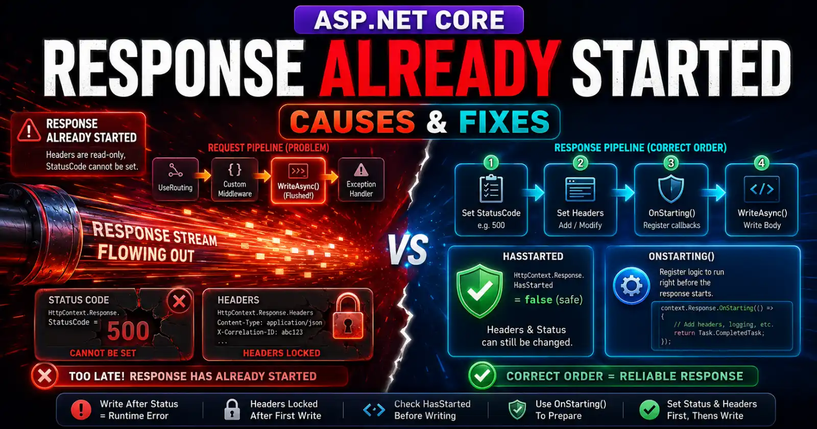 ASP.NET Core Response Already Started: Causes and Fixes