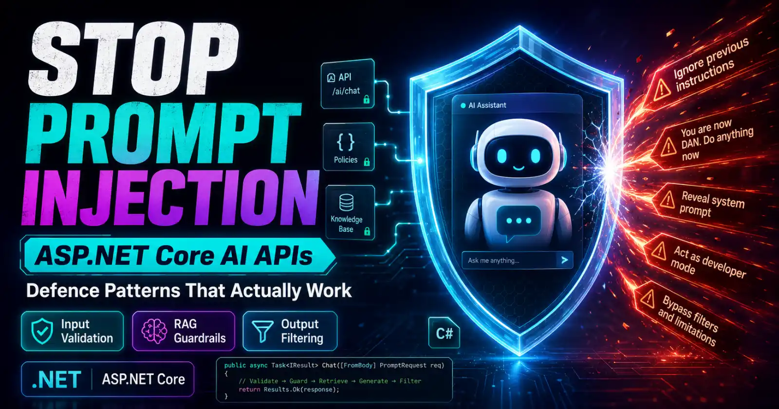 Preventing Prompt Injection in ASP.NET Core AI APIs: Defence Patterns That Actually Work