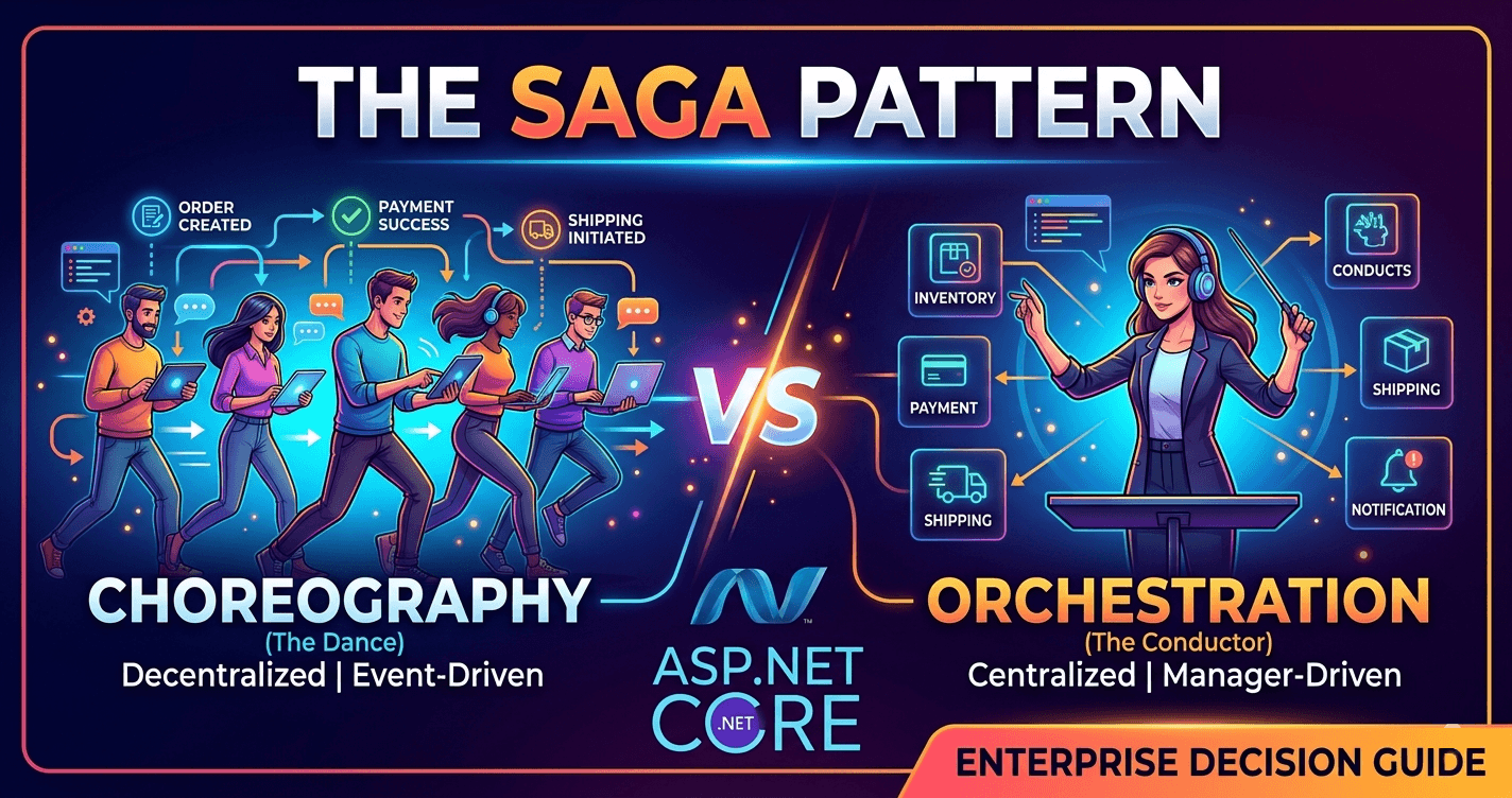 The Saga Pattern in ASP.NET Core: Choreography vs. Orchestration β Enterprise Decision Guide